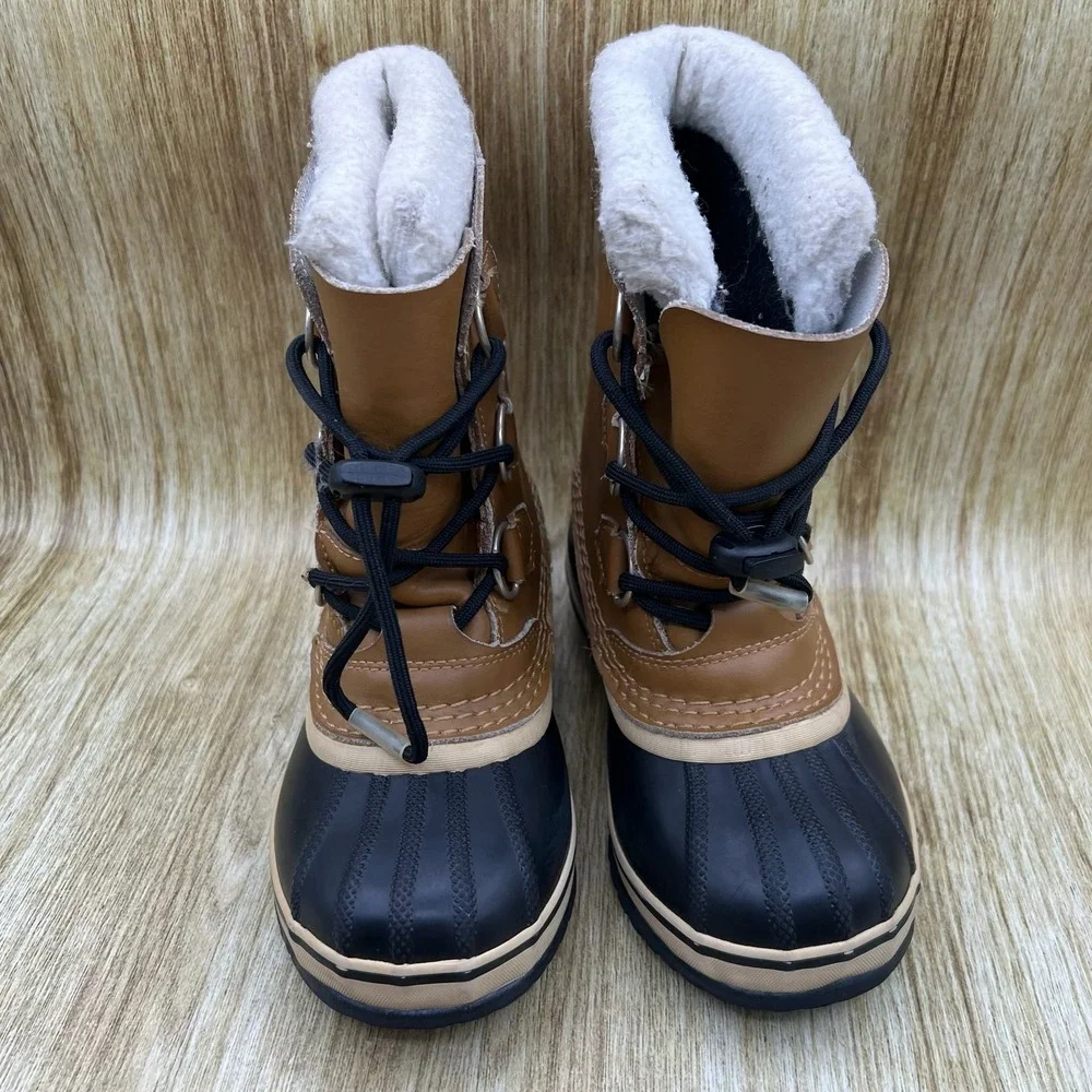 Sorel Yoot Pac TP Winter Boots Kids Size 1Y Brown Black Waterproof NY1880-259